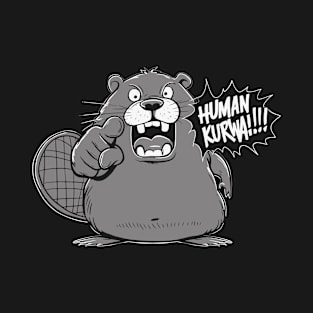 Beaver Pointing - Funny Animal Illustration T-Shirt