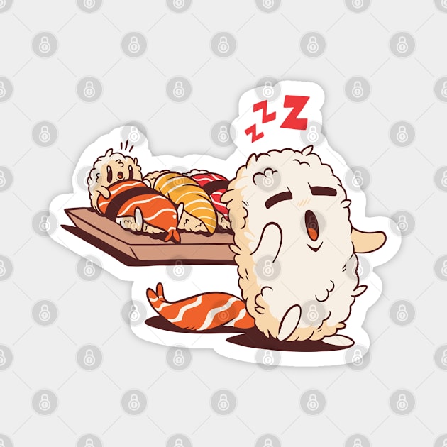 Cute Sushi Sleepwalking Magnet by OnepixArt