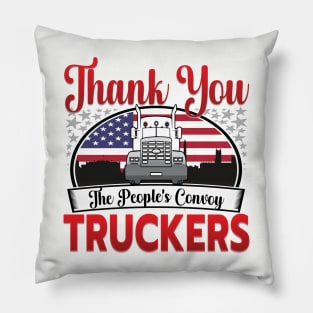 PEOPLES CONVOY US FLAG WASHINGTON DC 2022 RED BLACK WASHINGTON DC SKYLINE IN BACKGROUND Pillow