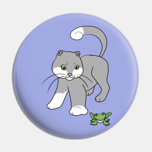 Cute Cat And Frog Pin
