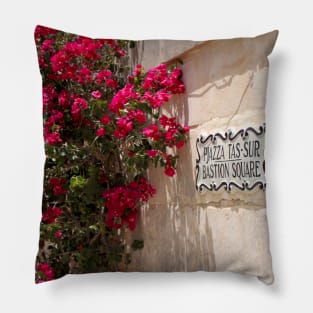 Bouganvillea, Malta. Maltese views, Mediterranean sea Pillow