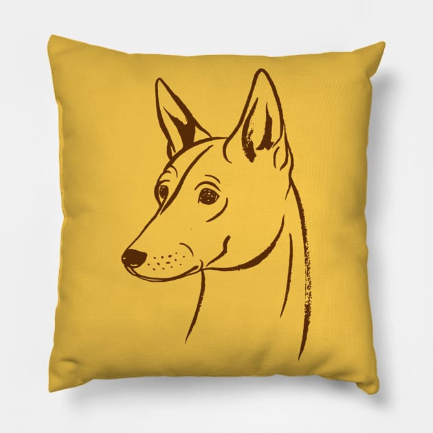 Basenji (Yellow and Brown) Pillow by illucalliart