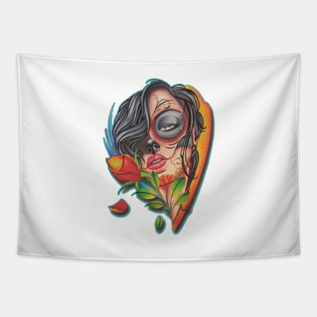 Day of the Dead Sugar Girl Tapestry by Lazrartist