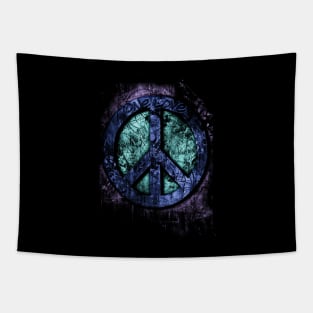 Psychedelic 3D Peace Sign - One Love - Graffiti - Grunge Tapestry