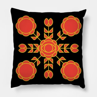 Red and black geometrical floral pattern, version 4 Pillow