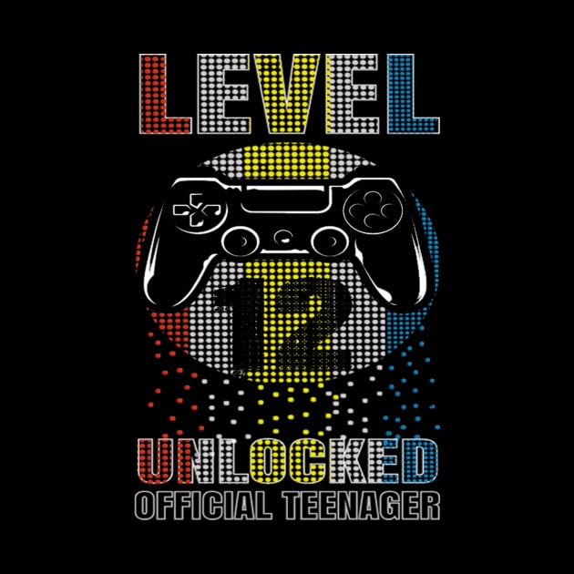 Official Teenager 12th Birthday T-Shirt Level 12 Unlocked by sufian