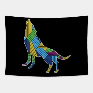 Funny Wolf Wolves Colorful T-Shirt Tapestry