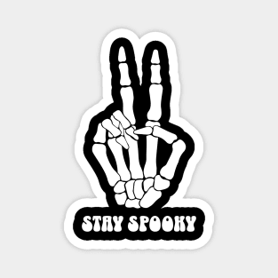 Skeleton Peace Sign Stay Spooky Hippie Halloween Magnet