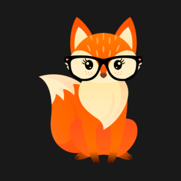 Cute Geek Fox With Glasses Fox TShirt TeePublic