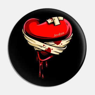 Broken heart bleeding bandaged Pin