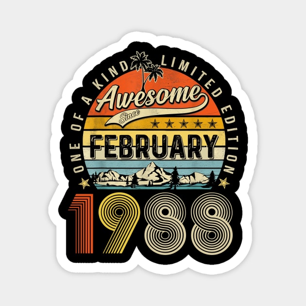 Awesome Since February 1988 Vintage 35th Birthday Magnet by Red and Black Floral