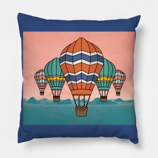 Retro Hot Air Balloons Balloon Ride Pillow