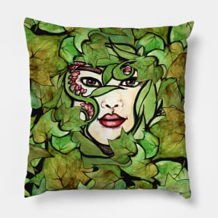 Green Woman Druid Art Pillow