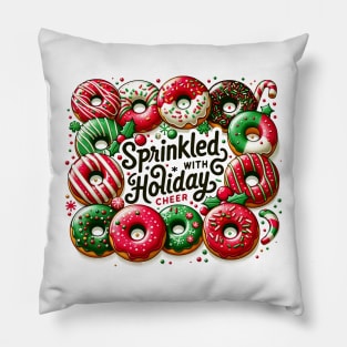Sprinkled Holiday Cheer Christmas Donuts Baking Pillow