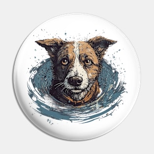 Swimming dog Pin