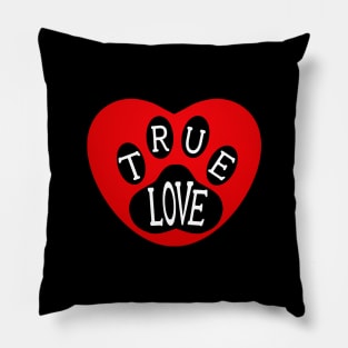 True Love Dog Paw Print Pillow