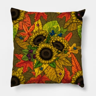 Autumn bouquet on brown Pillow