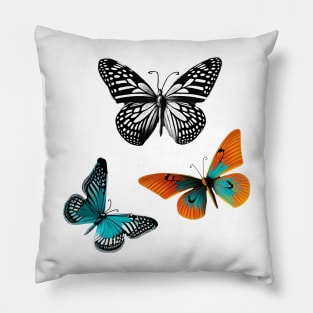 Cool Butterfly Set Orange and Teal Pillow