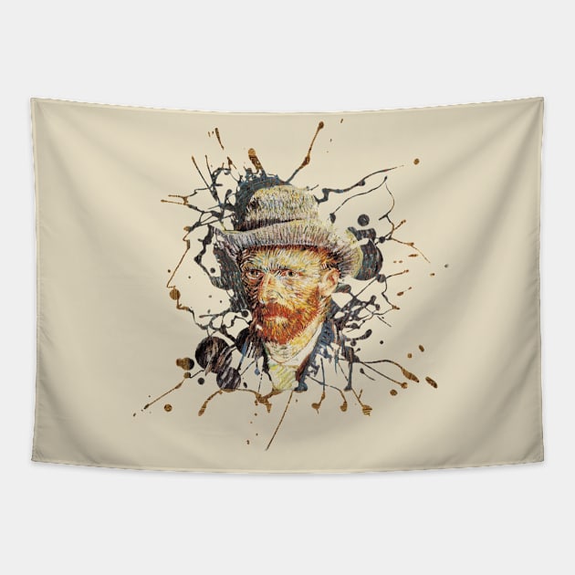 Van Gogh Artist Portrait Paint Splat Tapestry by y30artist