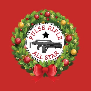 Christmas All Star Pulse Rifle Aliens Wreath T-Shirt