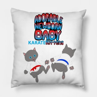 Adorable Newborn Baby Karate Kittens Pillow