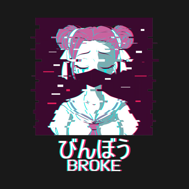 Disover Broke Geisha Vaporwave Anime Aesthetic Gift - Broke - T-Shirt