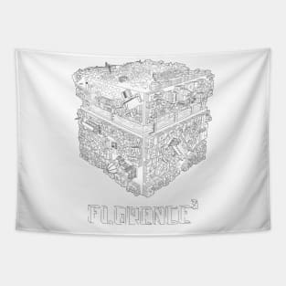 Florence Cube black and white Tapestry