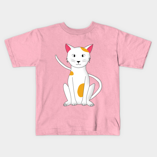 White Happy Cat With Orange Spots On Her Hair Cat Kids T Shirt