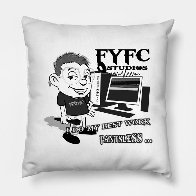 Pantsless (B&W) Pillow by FYFC Studios