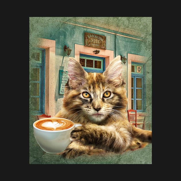 Maine Coon Cat With Coffee by Random Galaxy