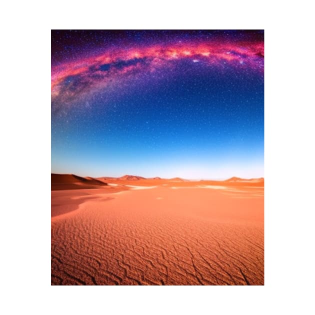 Ai Generated Art Scenery -Desert Night Sky Purple Stars by Double E Design