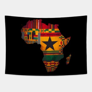 African Map Kente Pattern Ghana Flag Tapestry