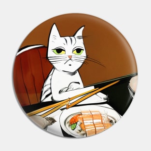 Melancholy Cat's Japanese Sushi Banquet Pin