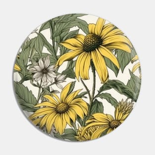 Black-Eyed Susan Flower Pattern - Wildflower Illustration Pin