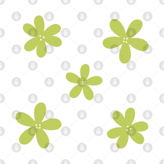 Minimal Abstract Flowers - Lime Green by JuneNostalgia
