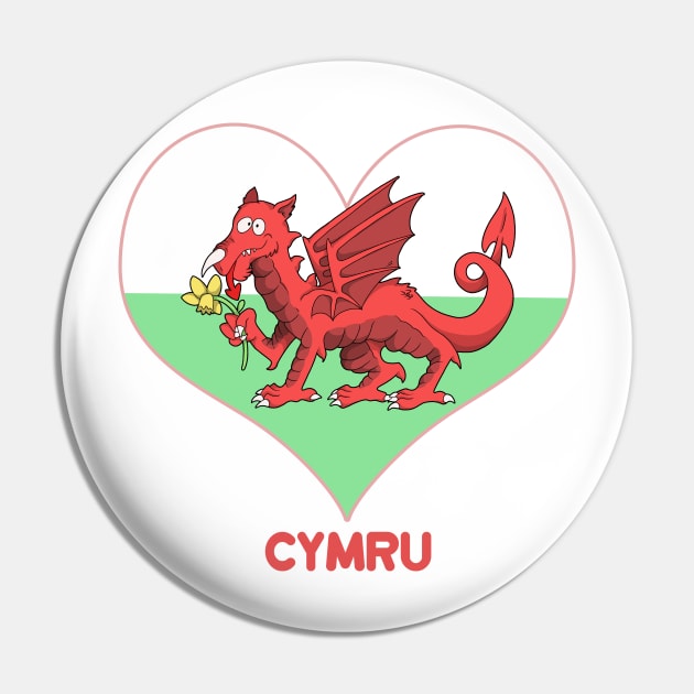 Welsh Dragon With Heart Pin by Skarmaiden