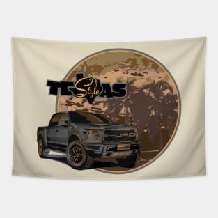 Texas-Style Ford Truck beach scene grays and golds colors Tapestry