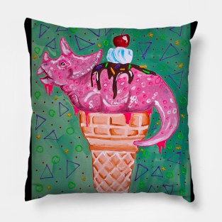 Strawberry Triceratops Ice Cream Cone Pillow