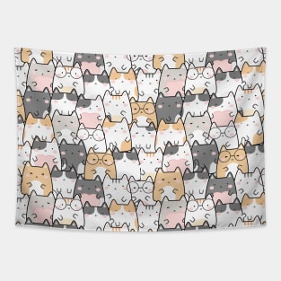 Seamless Pattern Cute Kawaii Cats Tapestry