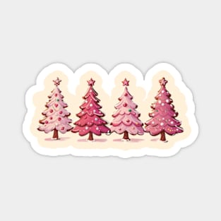 Cute pink Christmas trees Magnet