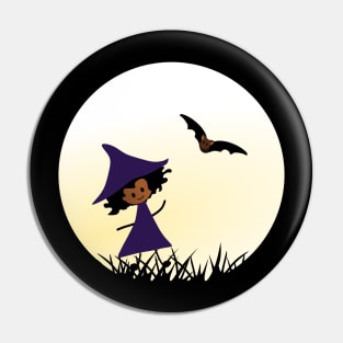 Witch Girl with her  Bat friend Pin