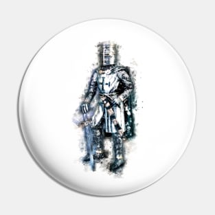 Fearless Knights Templar Warrior of Christ Watercolor Abstract Art Pin