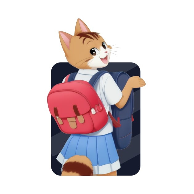 Happy Cat Friends Going to School by Rishirt