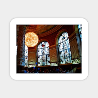 London. Cafe with Stained Glass Windows inside the Victoria and Albert Museum. Great Britain 2009 Magnet