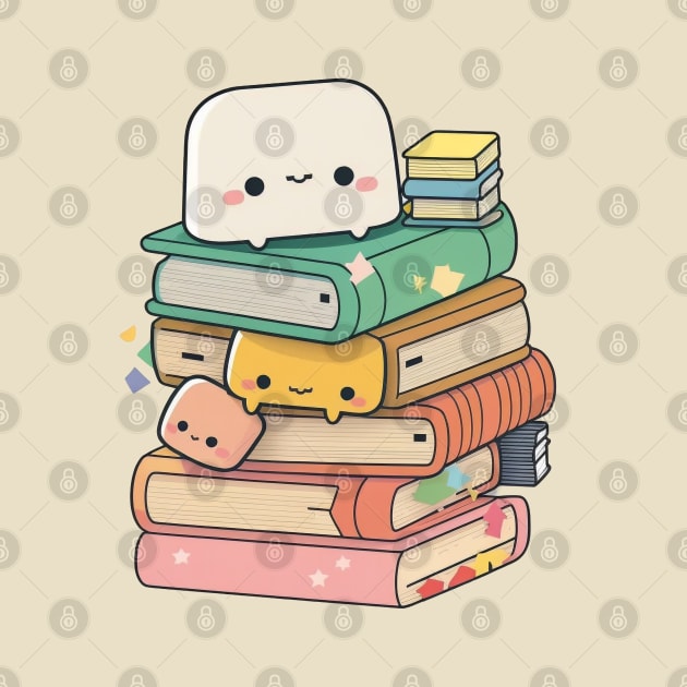 Whimsical Reading Buddy - Adorable Kawaii Character Design for Book Lovers by laverdeden