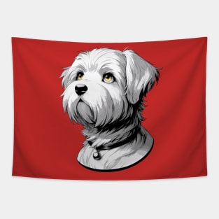 Stunning and Cool Dandie Dinmont Terrier Monochrome and Gold Portrait for Father's Day Tapestry