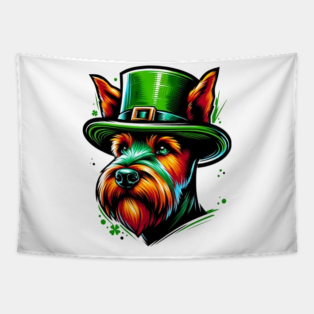 Irish Terrier Celebrates Saint Patrick's Day Tapestry by ArtRUs