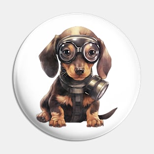 Dachshund Dog Wearing Gas Mask Pin