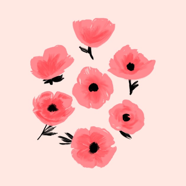 Pink Abstract Poppies by tangerinetane