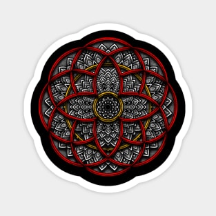 Geometric Mandala Red Magnet